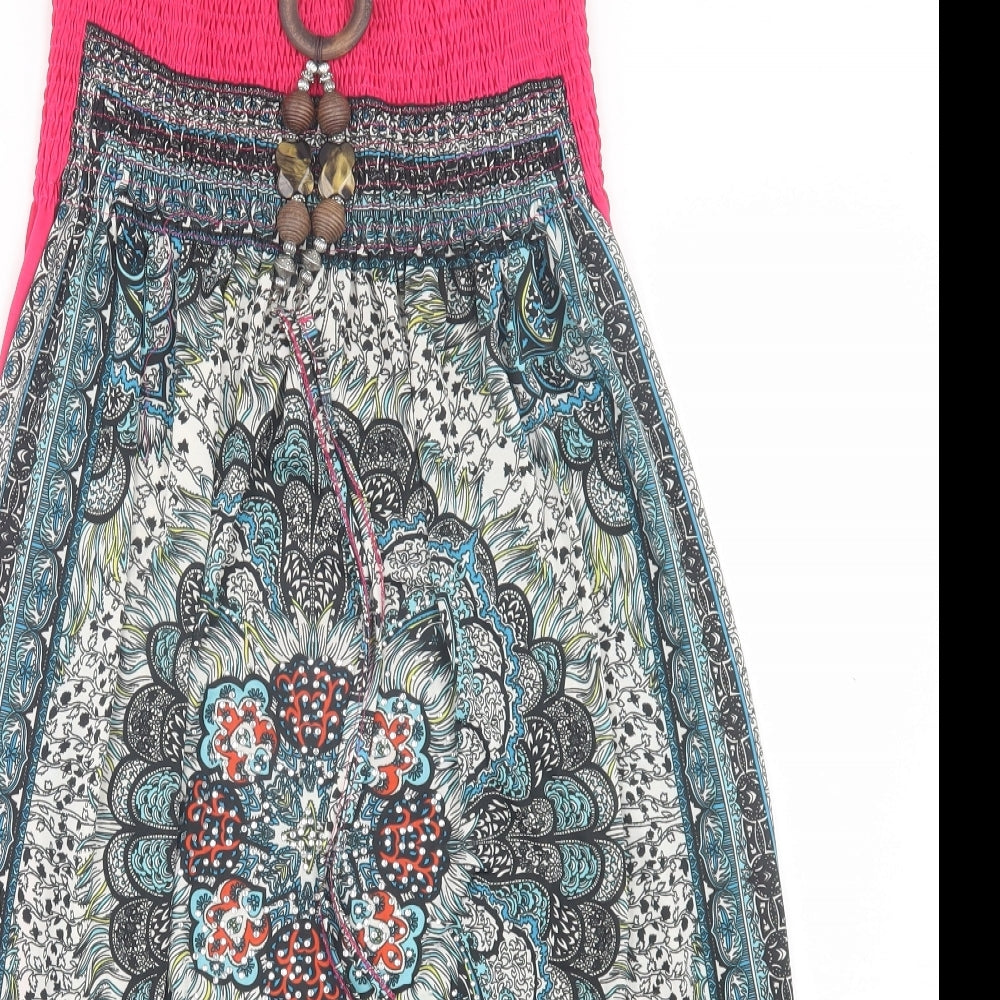 FRA-ITA Womens Pink Paisley Polyester A-Line Size S Off the Shoulder Pullover