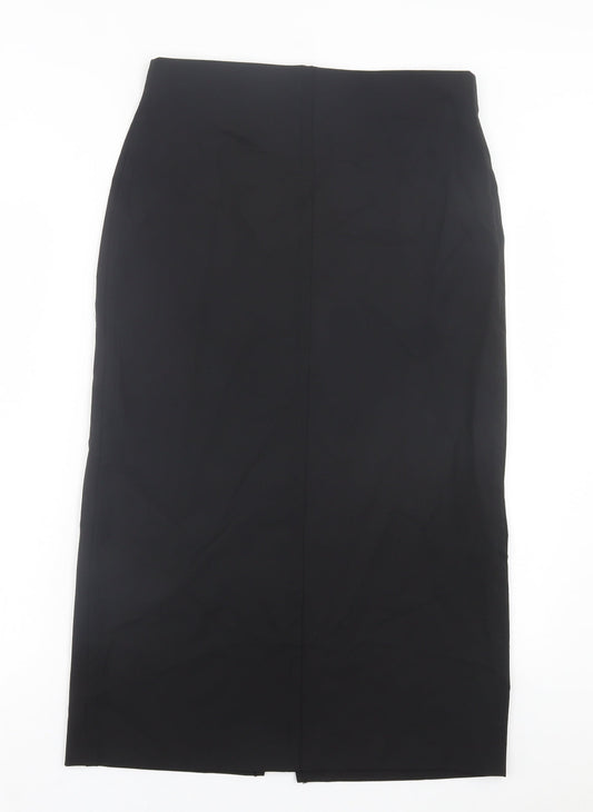 Zara Womens Black Polyamide A-Line Skirt Size L Zip