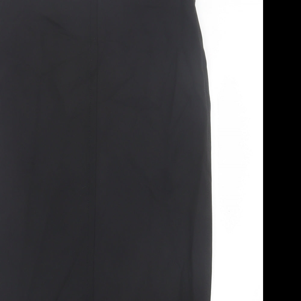 Zara Womens Black Polyamide A-Line Skirt Size L Zip