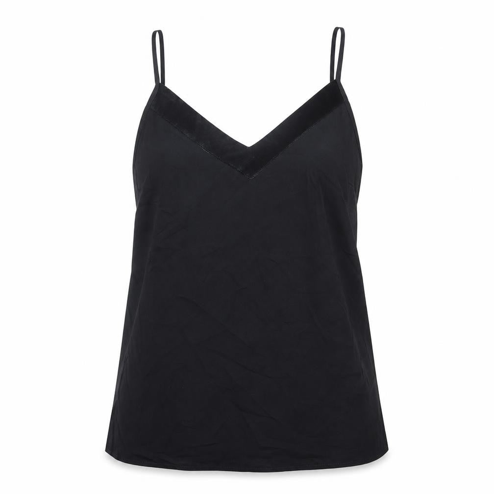 Marks & Spencer Womens Black Polyester Basic Tank Size 12 V-Neck