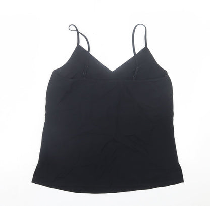 Marks & Spencer Womens Black Polyester Basic Tank Size 12 V-Neck