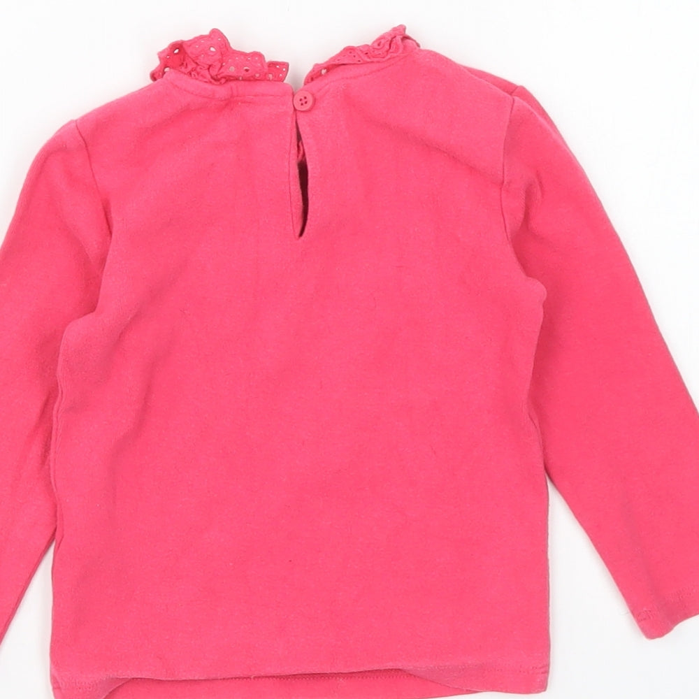 NEXT Girls Pink Cotton Pullover Jumper Size 12-18 Months Button
