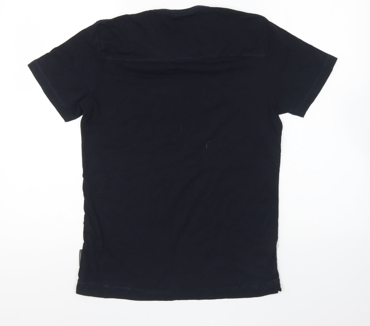French Connection Womens Blue Cotton Basic T-Shirt Size S Round Neck