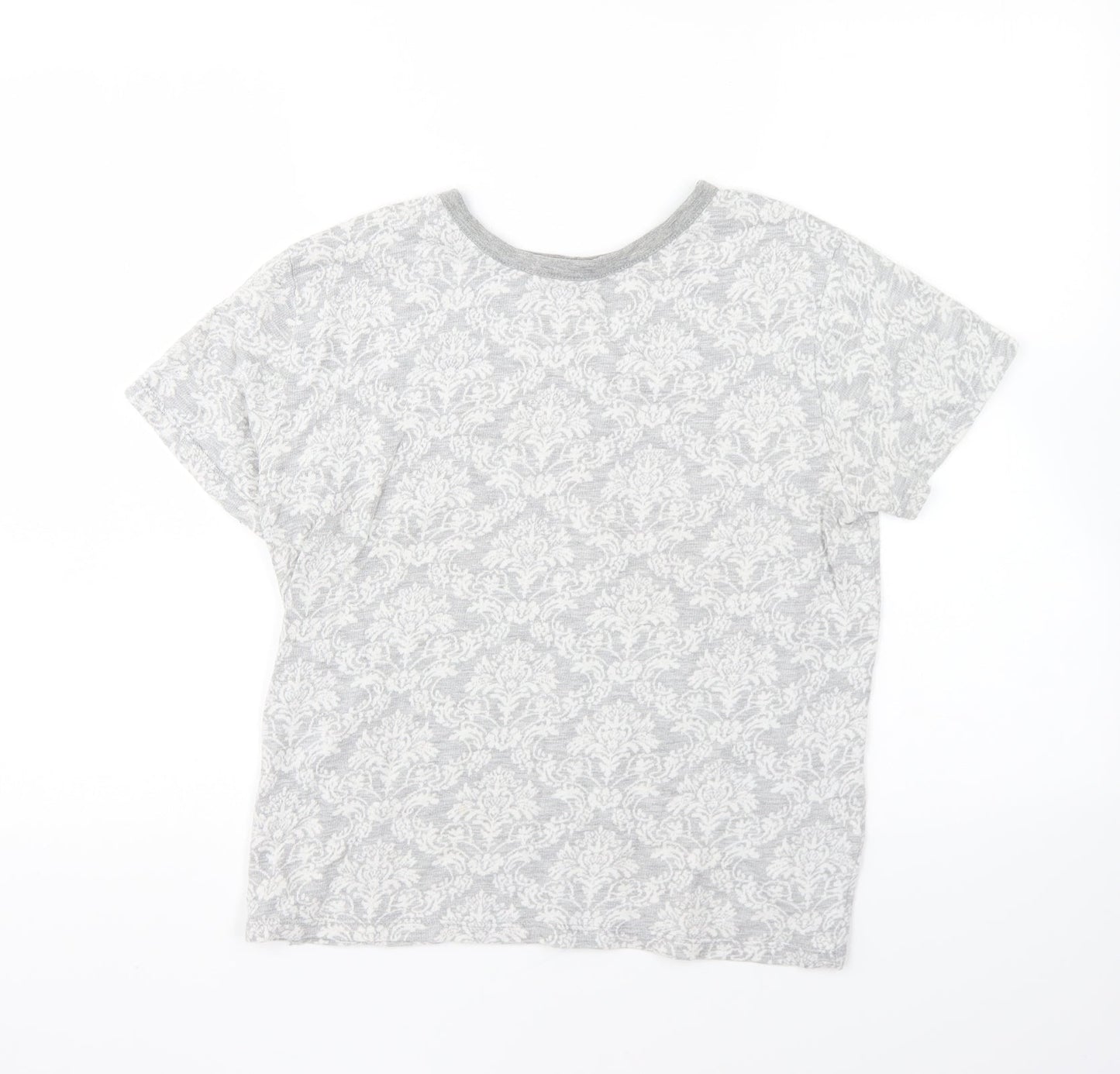 Atmosphere Womens Grey Geometric Cotton Basic T-Shirt Size 14 Round Neck