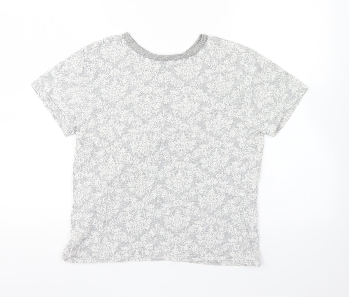 Atmosphere Womens Grey Geometric Cotton Basic T-Shirt Size 14 Round Neck