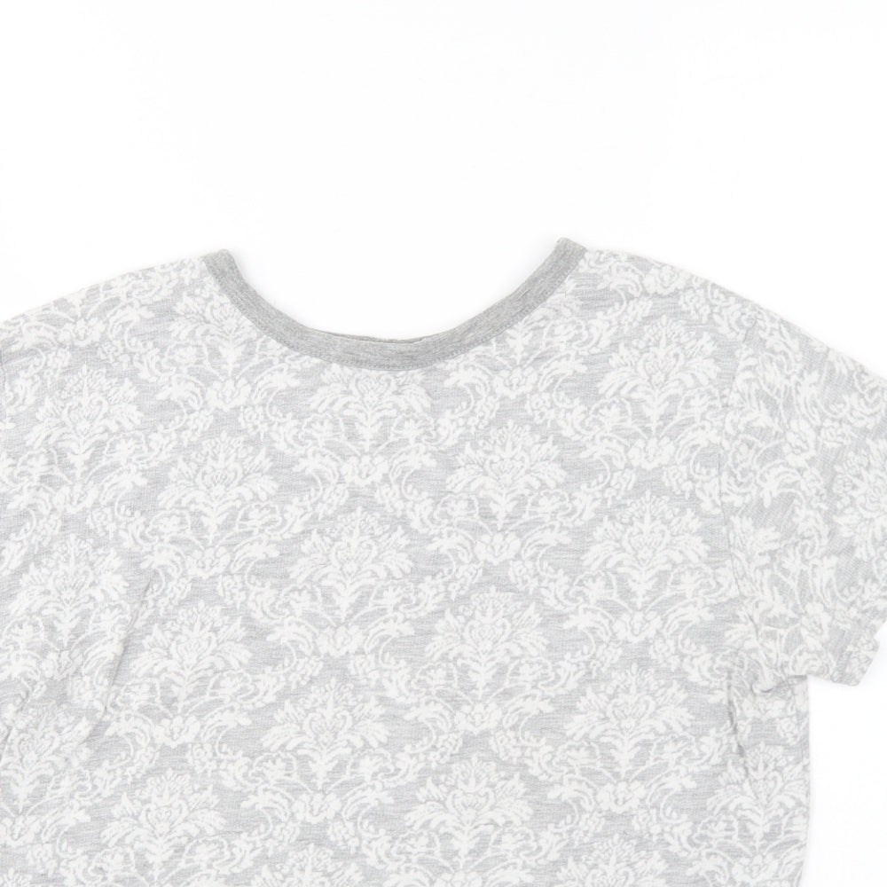 Atmosphere Womens Grey Geometric Cotton Basic T-Shirt Size 14 Round Neck
