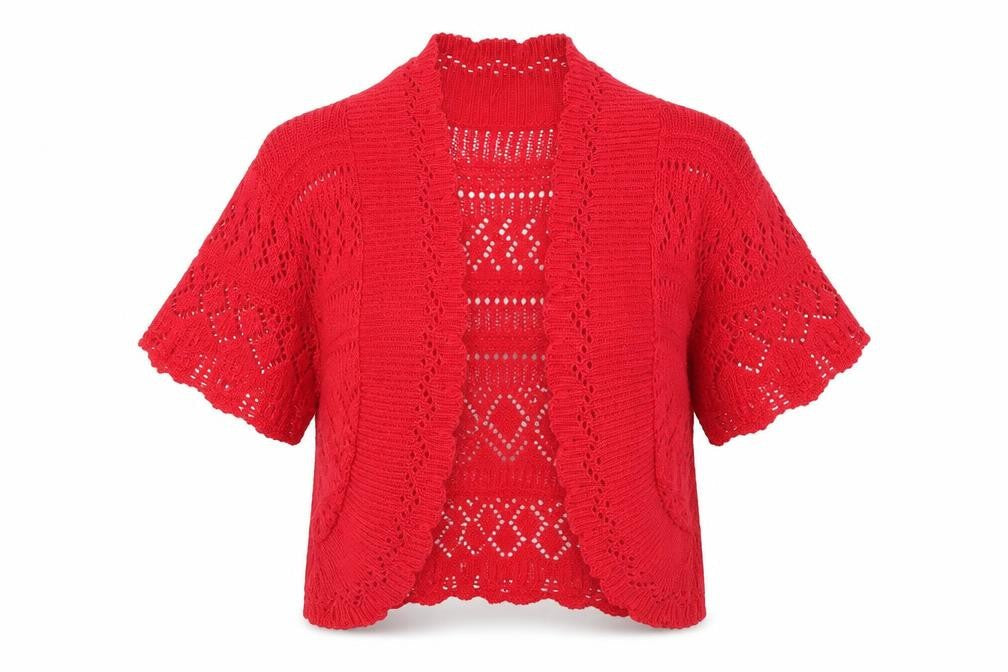 Figaro Womens Red V-Neck Cotton Cardigan Jumper Size S