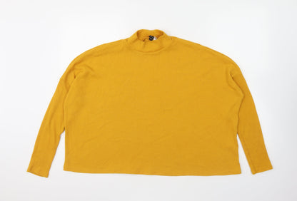 Divided Womens Yellow High Neck Polyester Pullover Jumper Size L