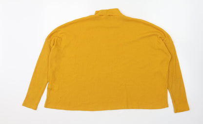 Divided Womens Yellow High Neck Polyester Pullover Jumper Size L