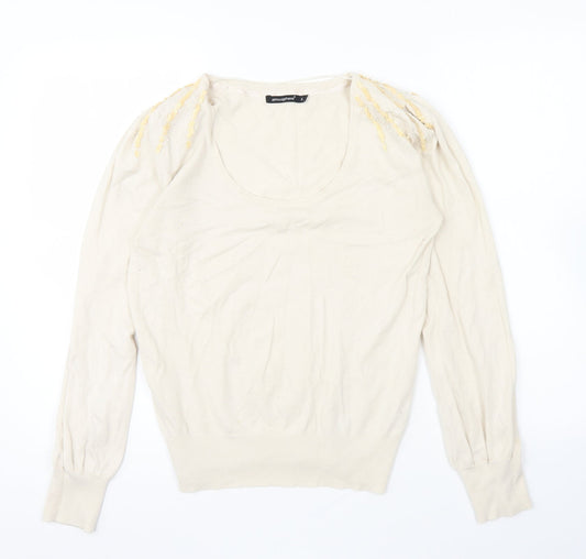 Atmosphere Womens Beige Scoop Neck Viscose Pullover Jumper Size 14