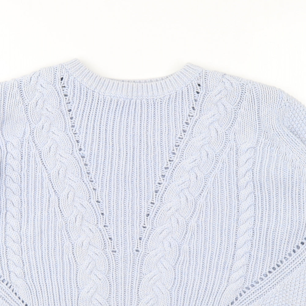 Marks and Spencer Womens Blue Round Neck Cotton Pullover Jumper Size 16