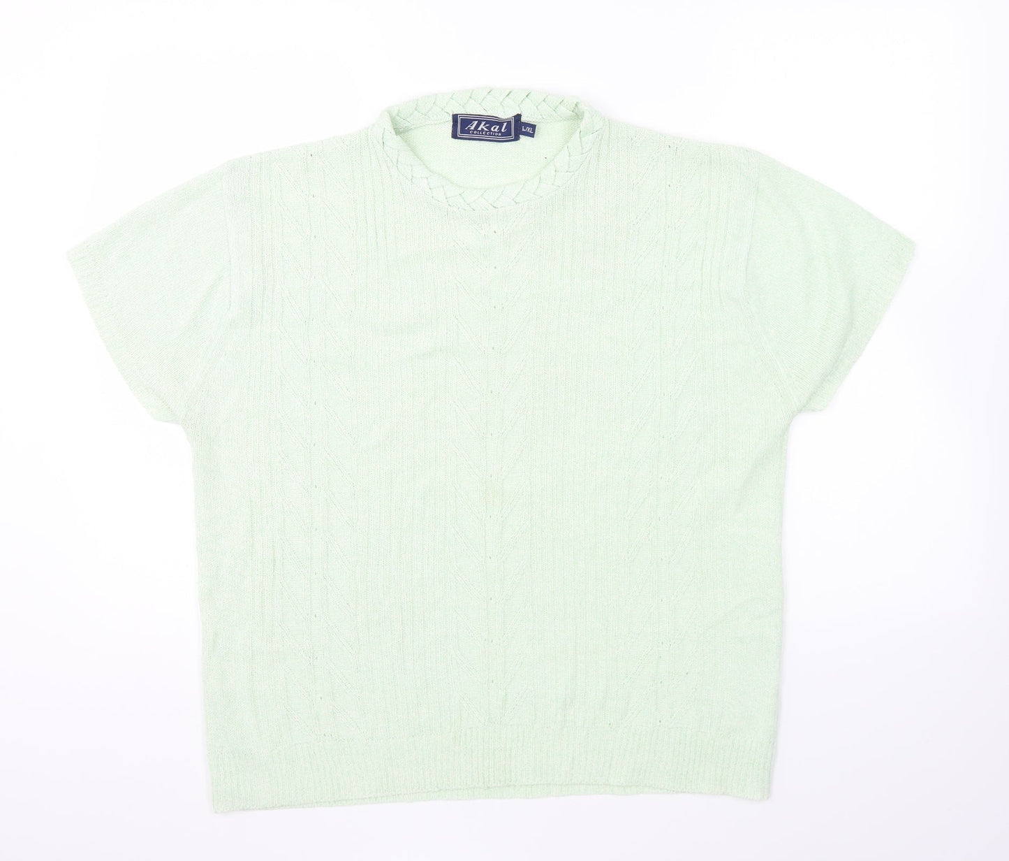 Akal Womens Green Round Neck Acrylic Pullover Jumper Size L
