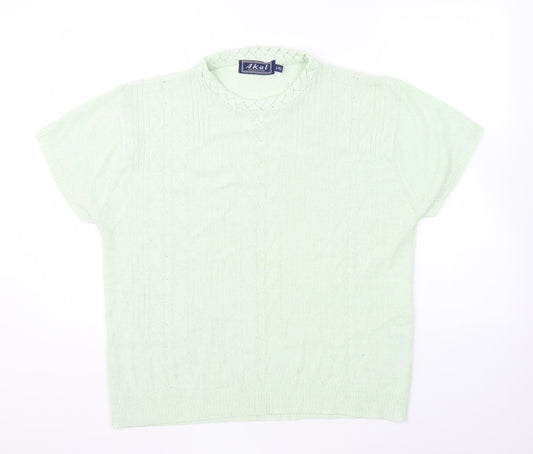Akal Womens Green Round Neck Acrylic Pullover Jumper Size L