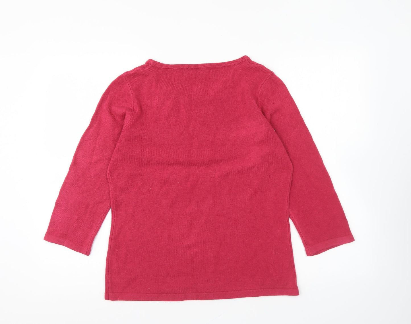 Alexara Womens Pink Round Neck Acrylic Pullover Jumper Size M