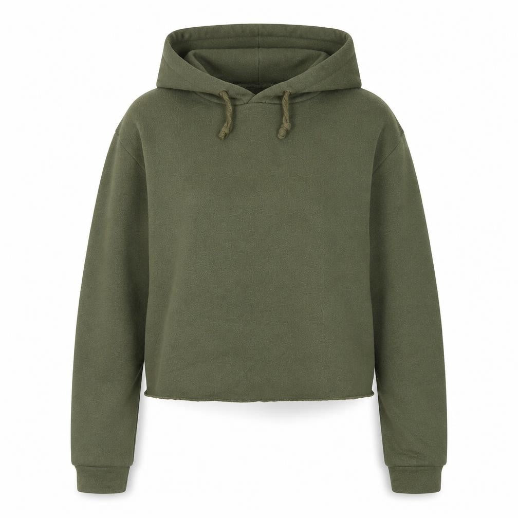 Topshop Womens Green Cotton Pullover Hoodie Size 6 Pullover - Cropped.