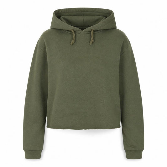 Topshop Womens Green Cotton Pullover Hoodie Size 6 Pullover - Cropped.