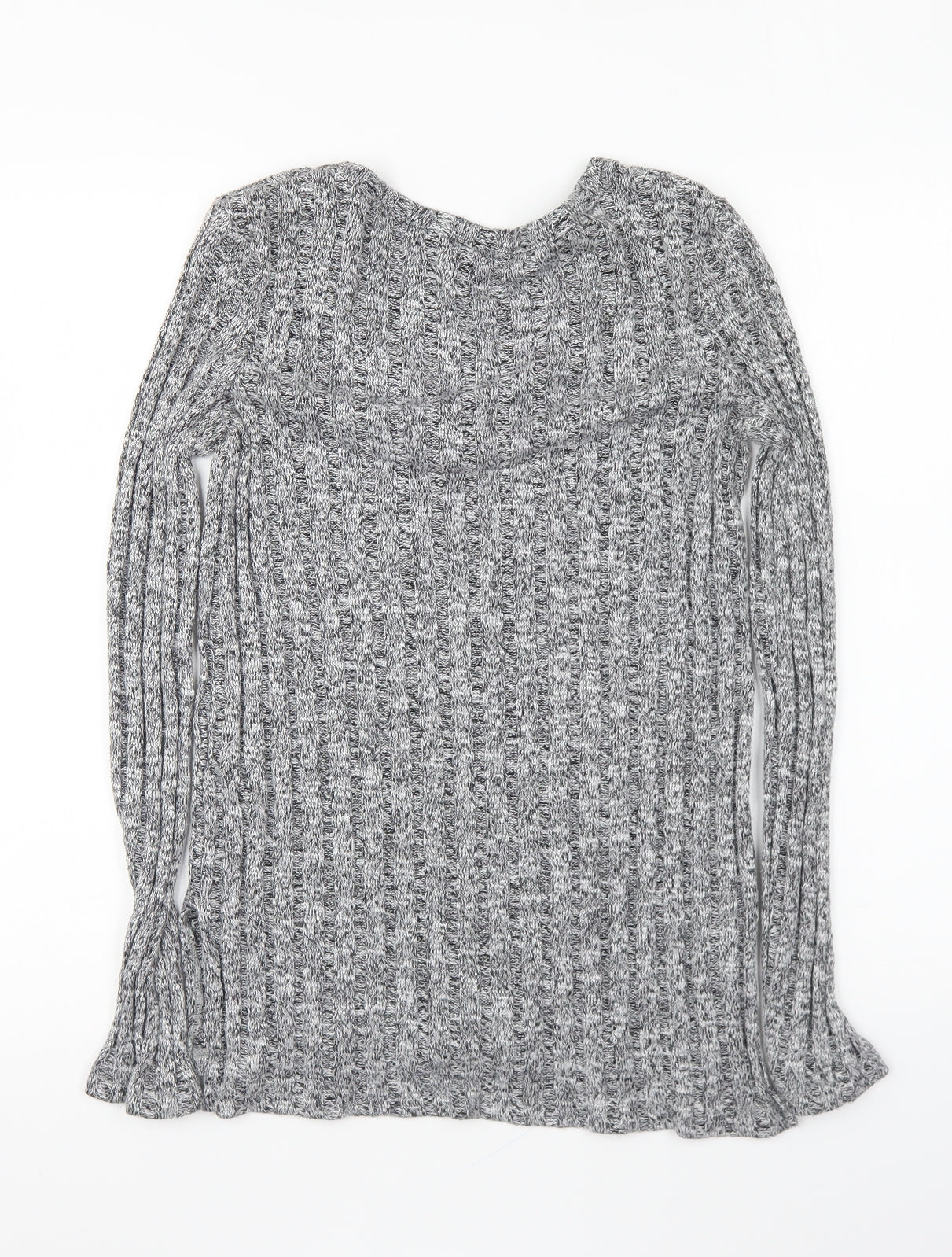 Topshop Womens Grey V-Neck Cotton Pullover Jumper Size 8 -