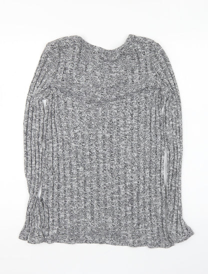 Preloved Topshop Womens Grey V-Neck Cotton Pullover Jumper Size 8 - - Back