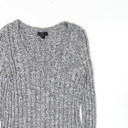Preloved Topshop Womens Grey V-Neck Cotton Pullover Jumper Size 8 - - Detail