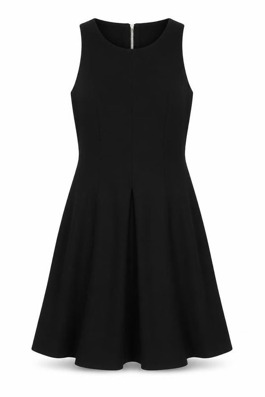 River Island Womens Black Viscose A-Line Size 8 Round Neck Zip