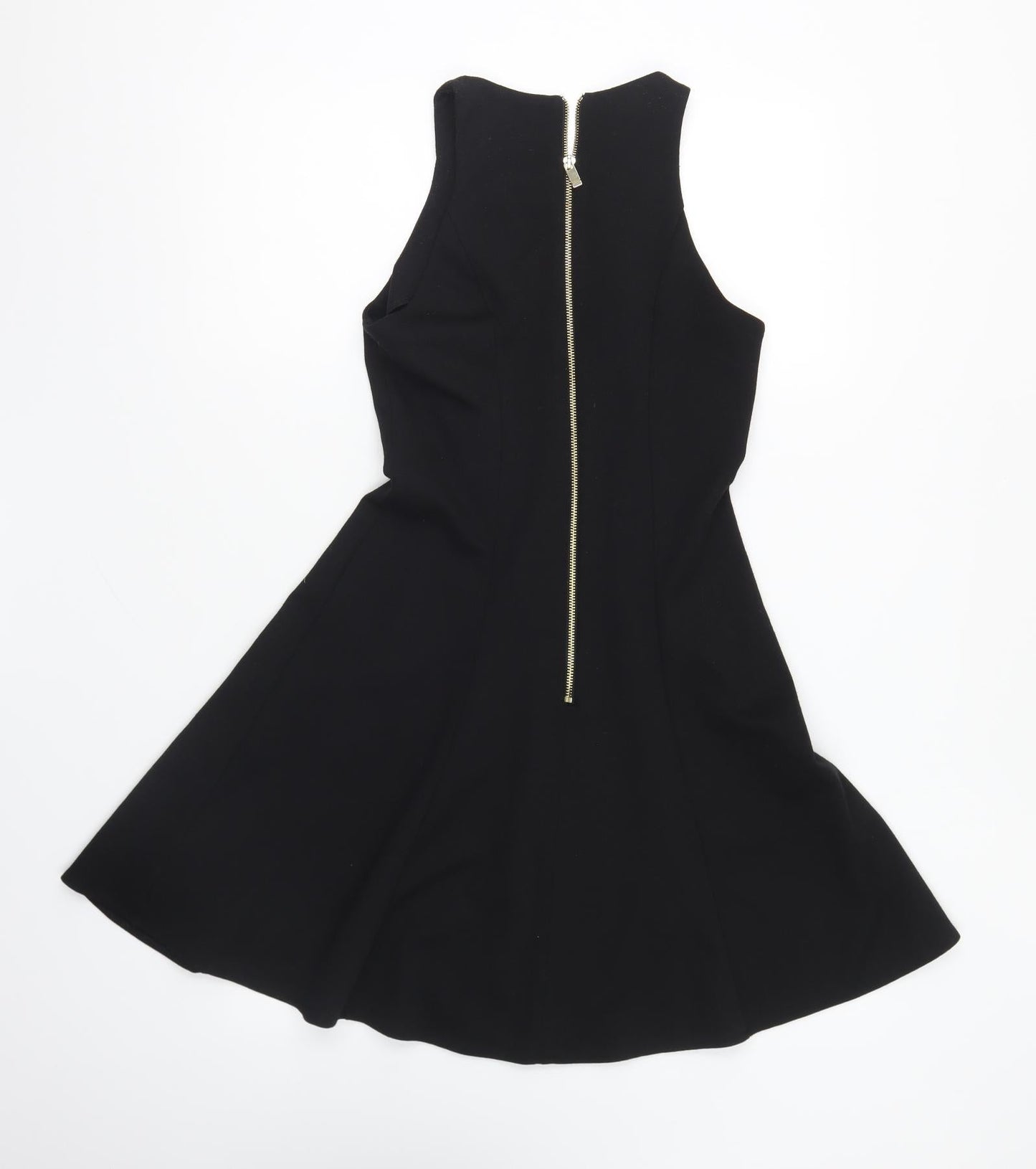 River Island Womens Black Viscose A-Line Size 8 Round Neck Zip