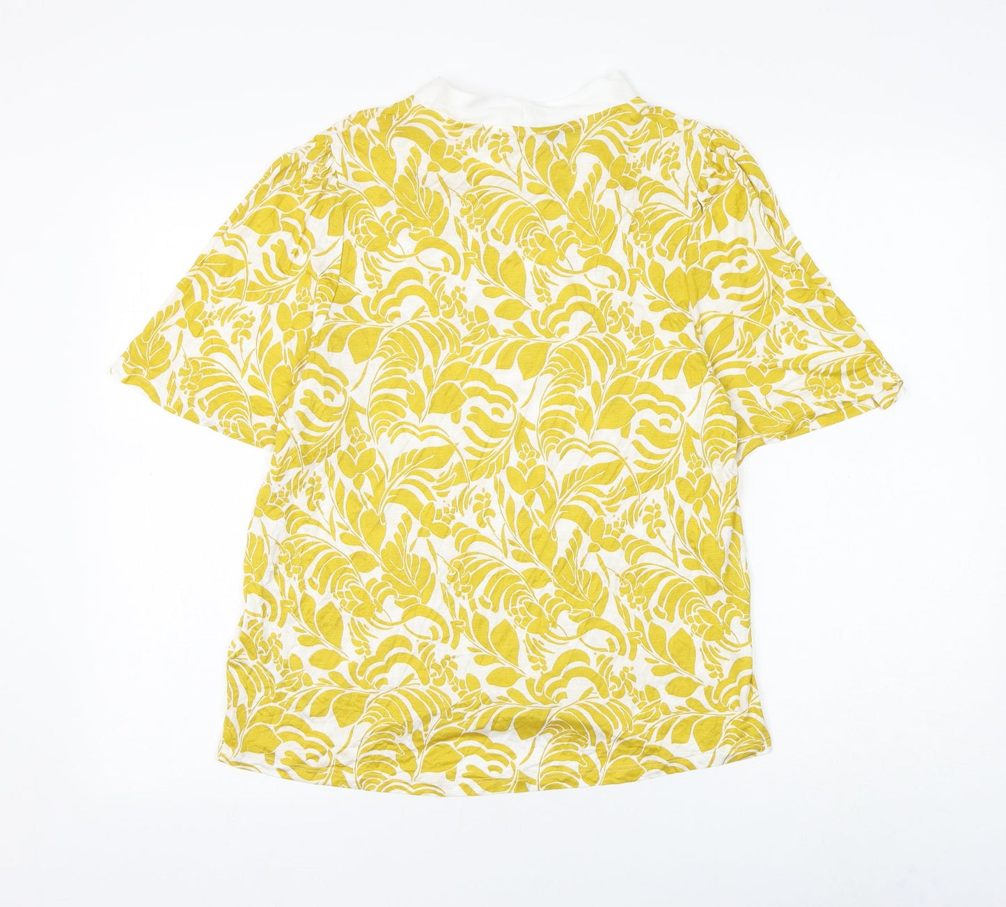 Marks and Spencer Womens White Floral Viscose Basic Blouse Size 14 V-Neck