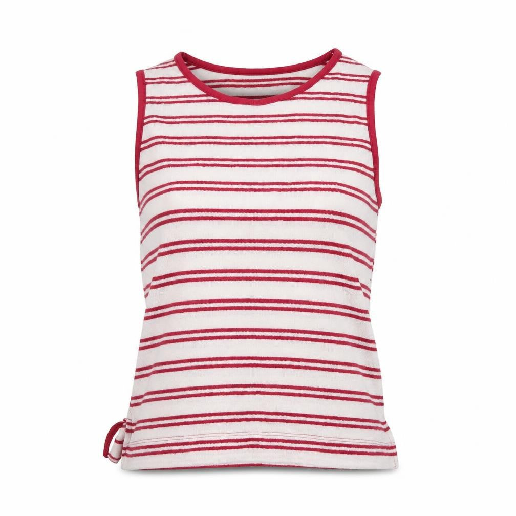 Marks & Spencer Womens White Striped Cotton Basic Tank Size 12 Round Neck