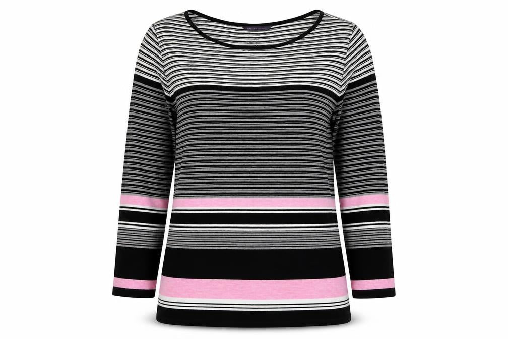 Marks & Spencer Womens Multicoloured Striped Viscose Basic Blouse Size 8 Round Neck