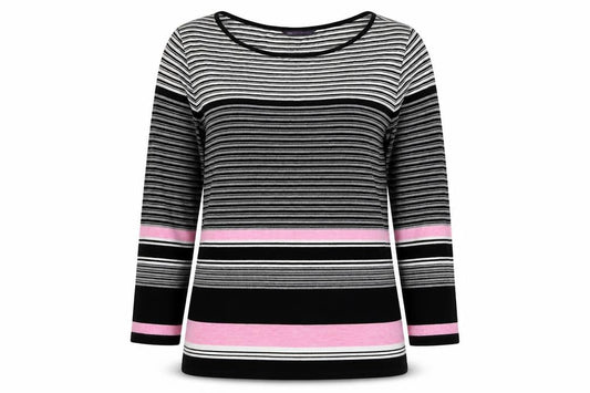 Marks and Spencer Womens Multicoloured Striped Viscose Basic Blouse Size 8 Round Neck