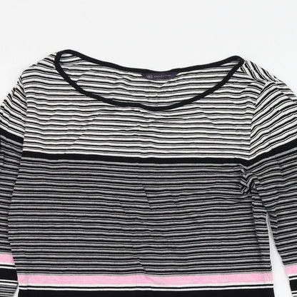 Marks & Spencer Womens Multicoloured Striped Viscose Basic Blouse Size 8 Round Neck