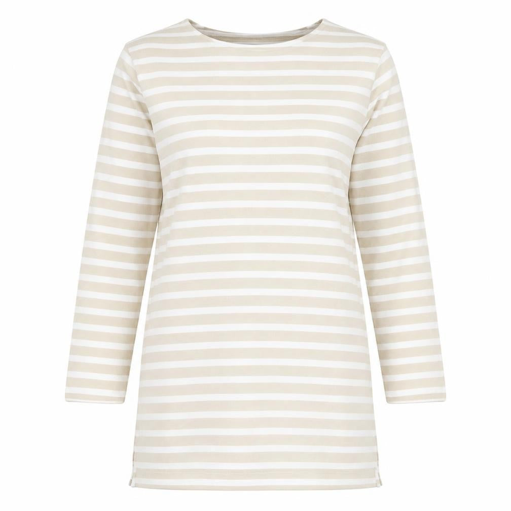 Marks & Spencer Womens Brown Round Neck Striped Cotton Pullover Jumper Size 10
