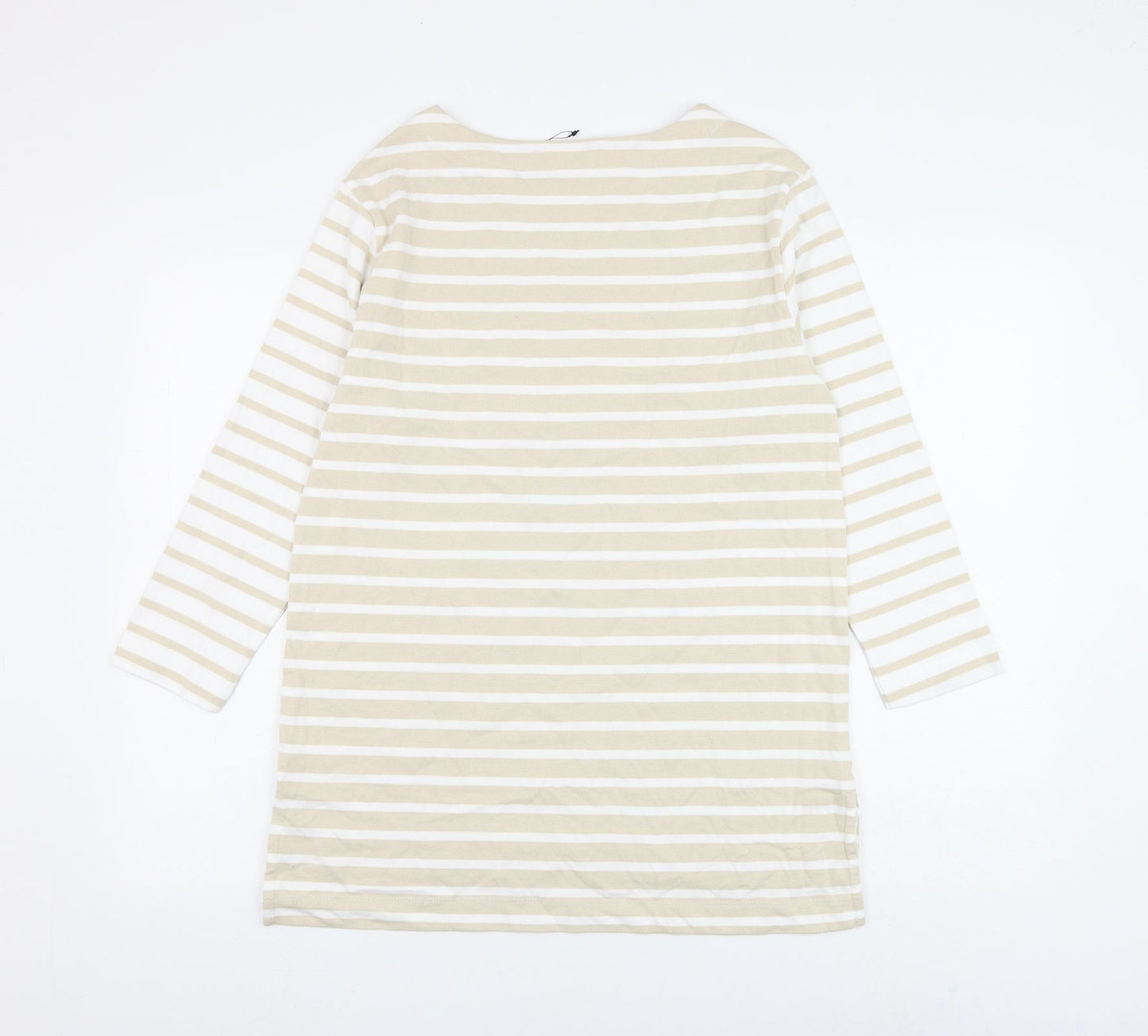 Marks and Spencer Womens Brown Round Neck Striped Cotton Pullover Jumper Size 10