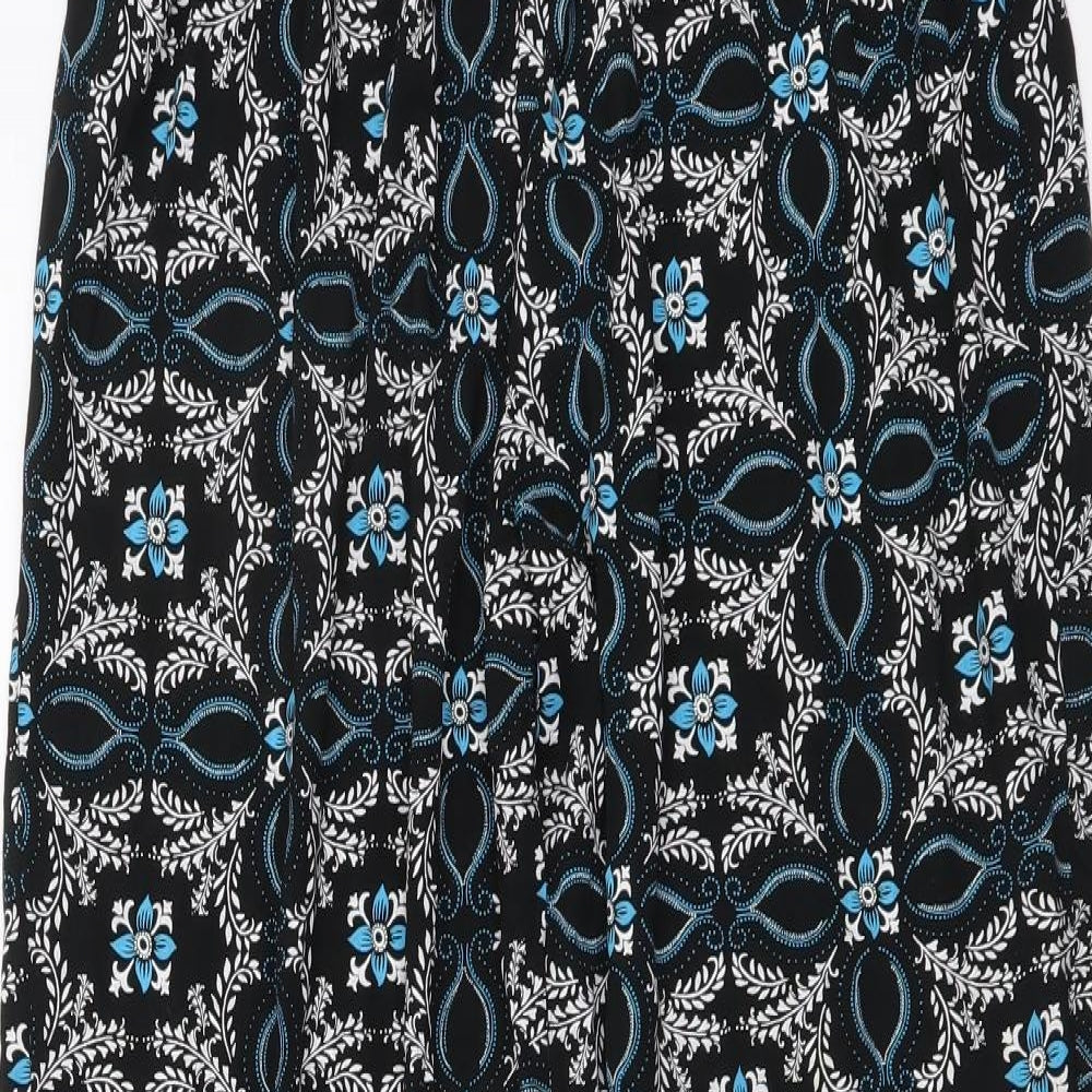 Preworn Womens Blue Geometric Viscose Trousers Size S L25 in Regular Drawstring