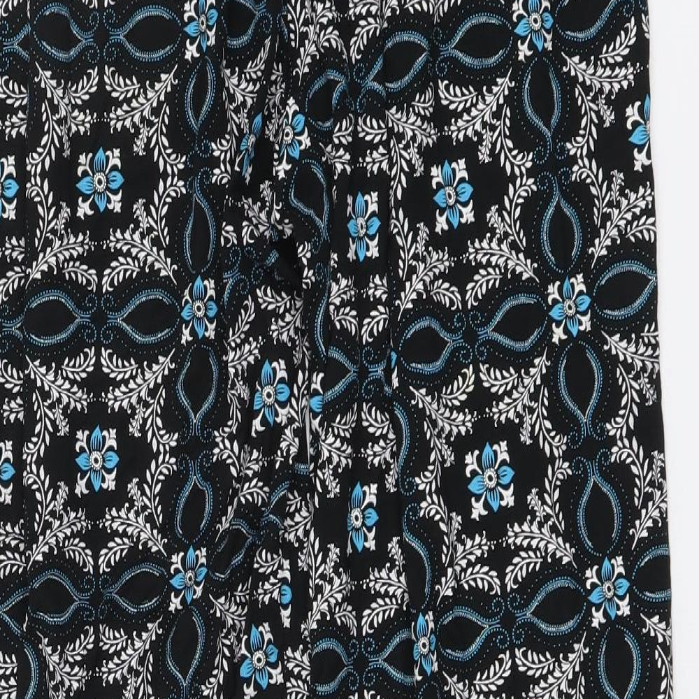 Preworn Womens Blue Geometric Viscose Trousers Size S L25 in Regular Drawstring