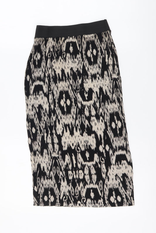 Quiz Womens Beige Geometric Viscose Straight & Pencil Skirt Size 8 Drawstring