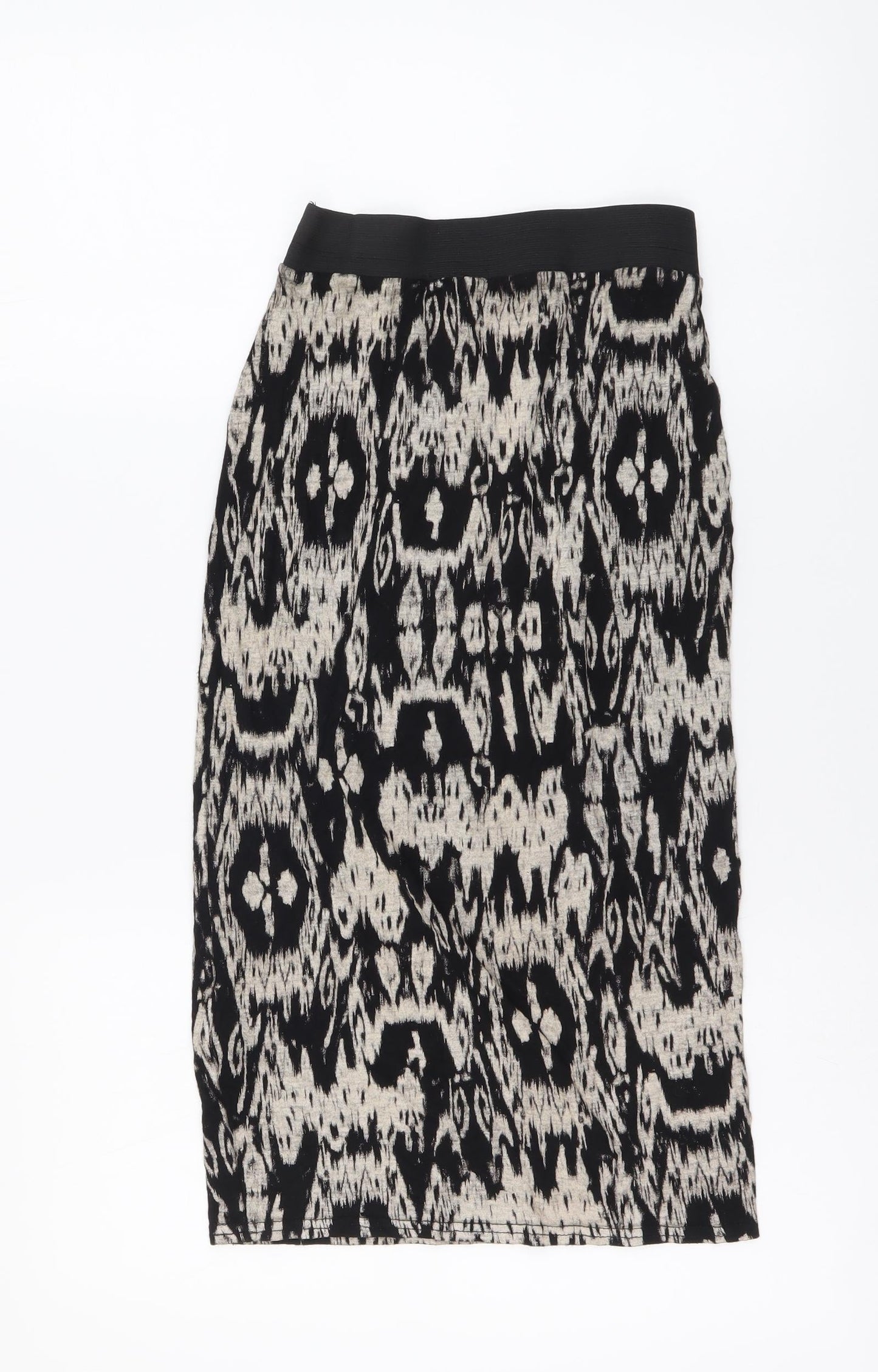 Quiz Womens Beige Geometric Viscose Straight & Pencil Skirt Size 8 Drawstring