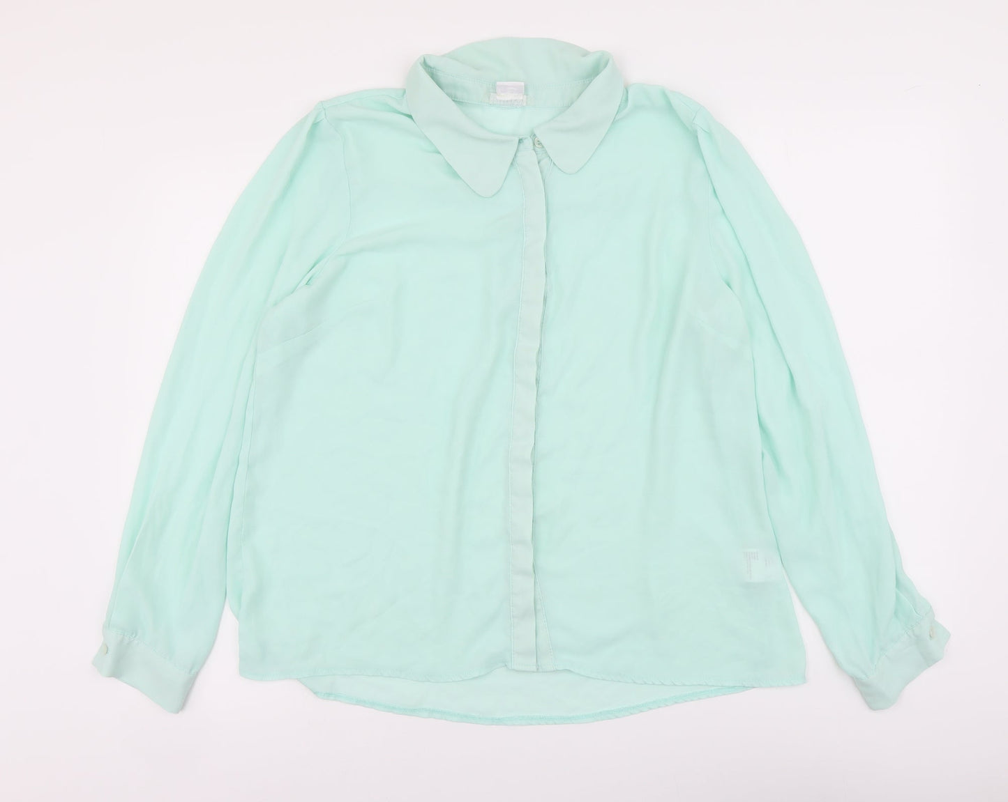 Cooperative Womens Green Polyester Basic Button-Up Size L Collared