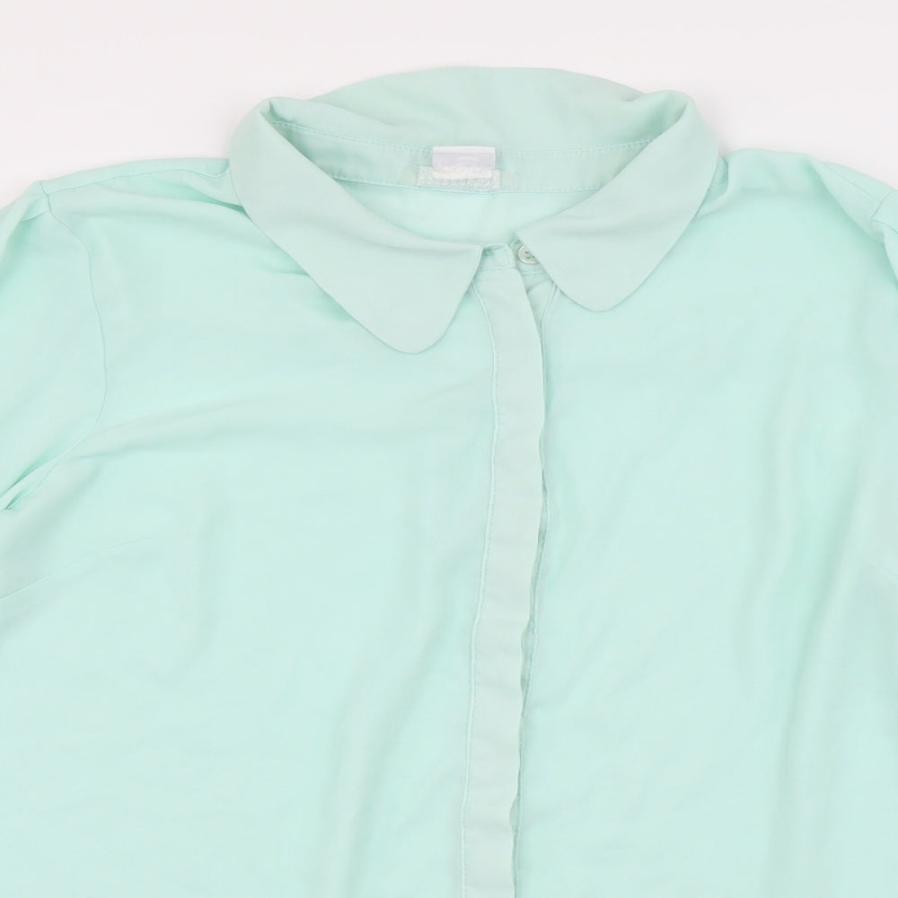 Cooperative Womens Green Polyester Basic Button-Up Size L Collared