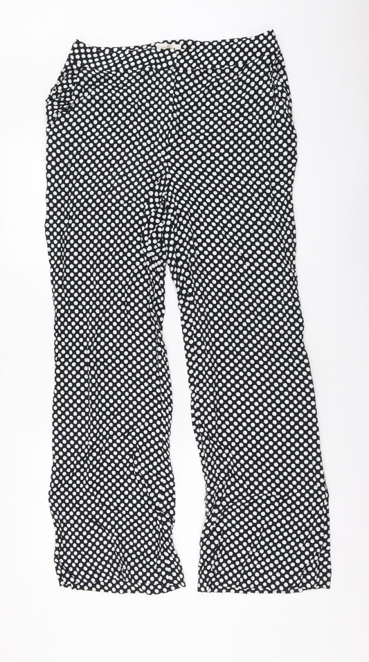 Feather & Bone Womens Black Polka Dot Viscose Trousers Size S L29 in Regular Button