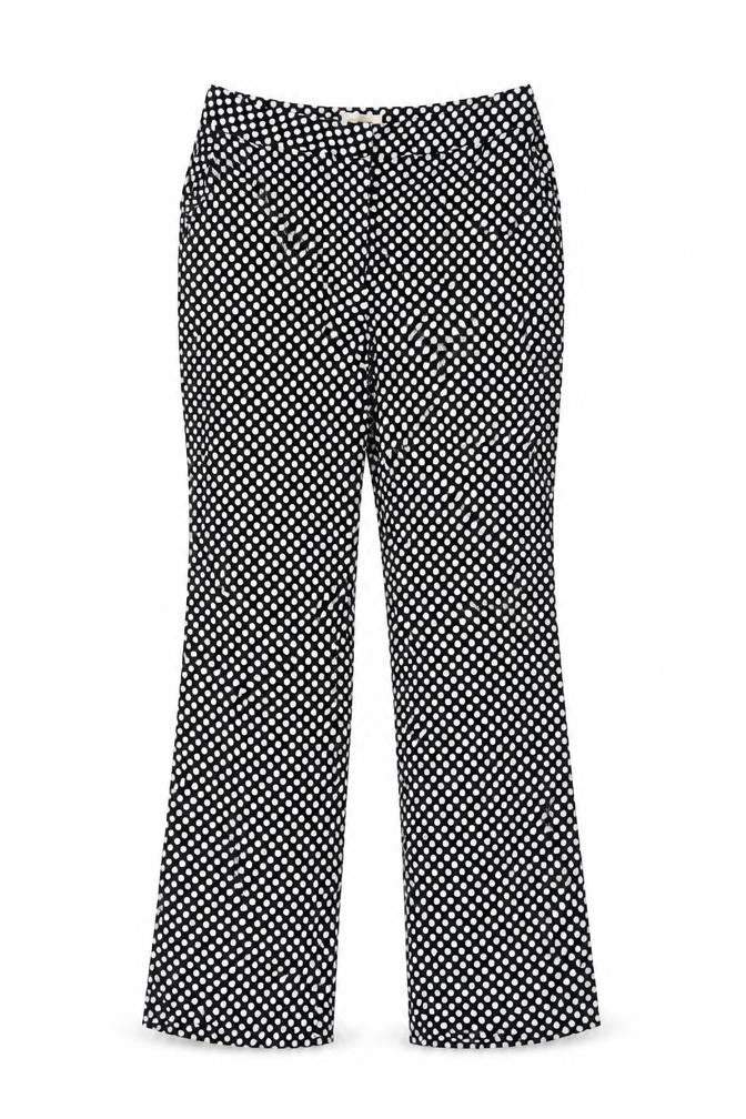 Feather & Bone Womens Black Polka Dot Viscose Trousers Size S L29 in Regular Button