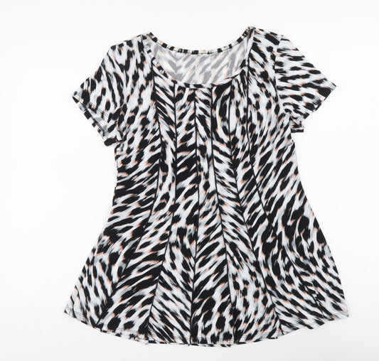 Preworn Womens Multicoloured Animal Print Polyester Basic T-Shirt Size S Round Neck