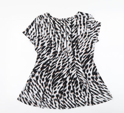 Preworn Womens Multicoloured Animal Print Polyester Basic T-Shirt Size S Round Neck