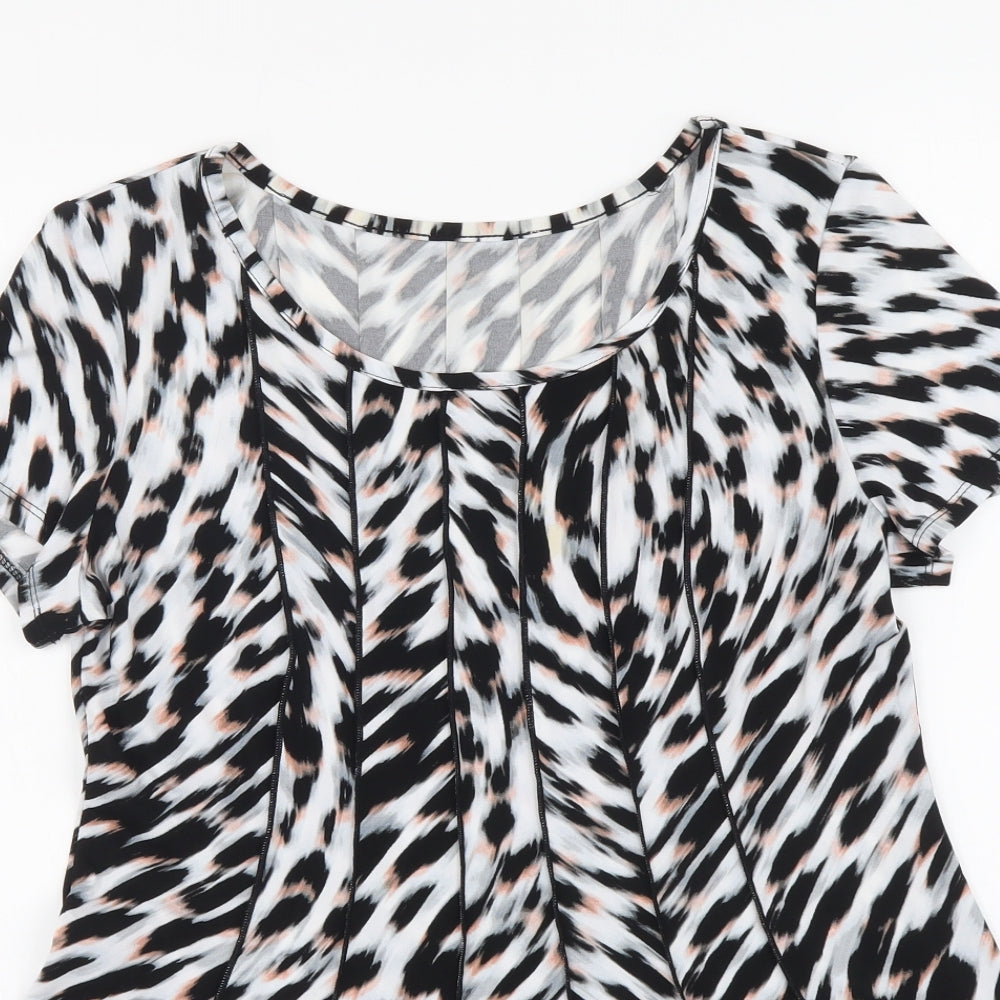 Preworn Womens Multicoloured Animal Print Polyester Basic T-Shirt Size S Round Neck