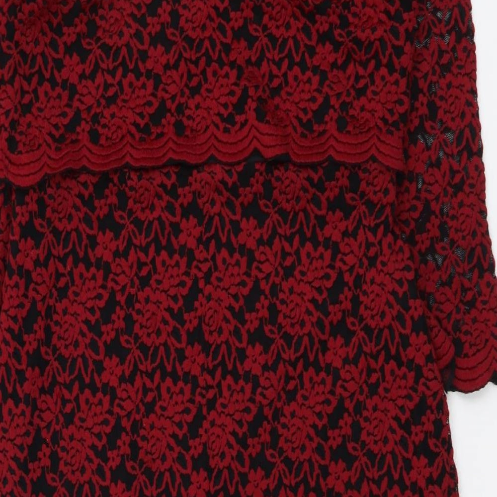 Per Una Womens Red Polyester Bodycon Size 12 V-Neck Pullover