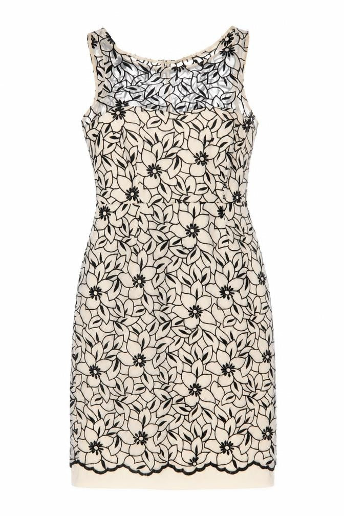 M&Co Womens Beige Floral Polyester A-Line Size 10 Round Neck Zip