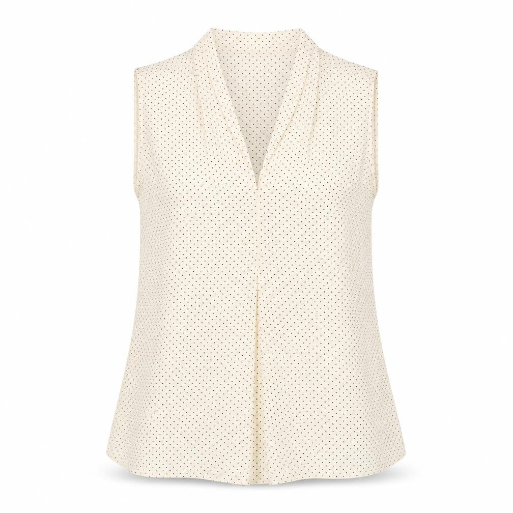 Primark Womens Beige Polka Dot Polyester Basic Blouse Size 8 V-Neck