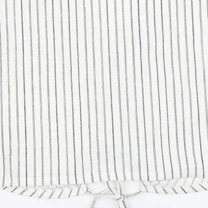 Zara Womens White Striped Polyester Basic Blouse Size M V-Neck