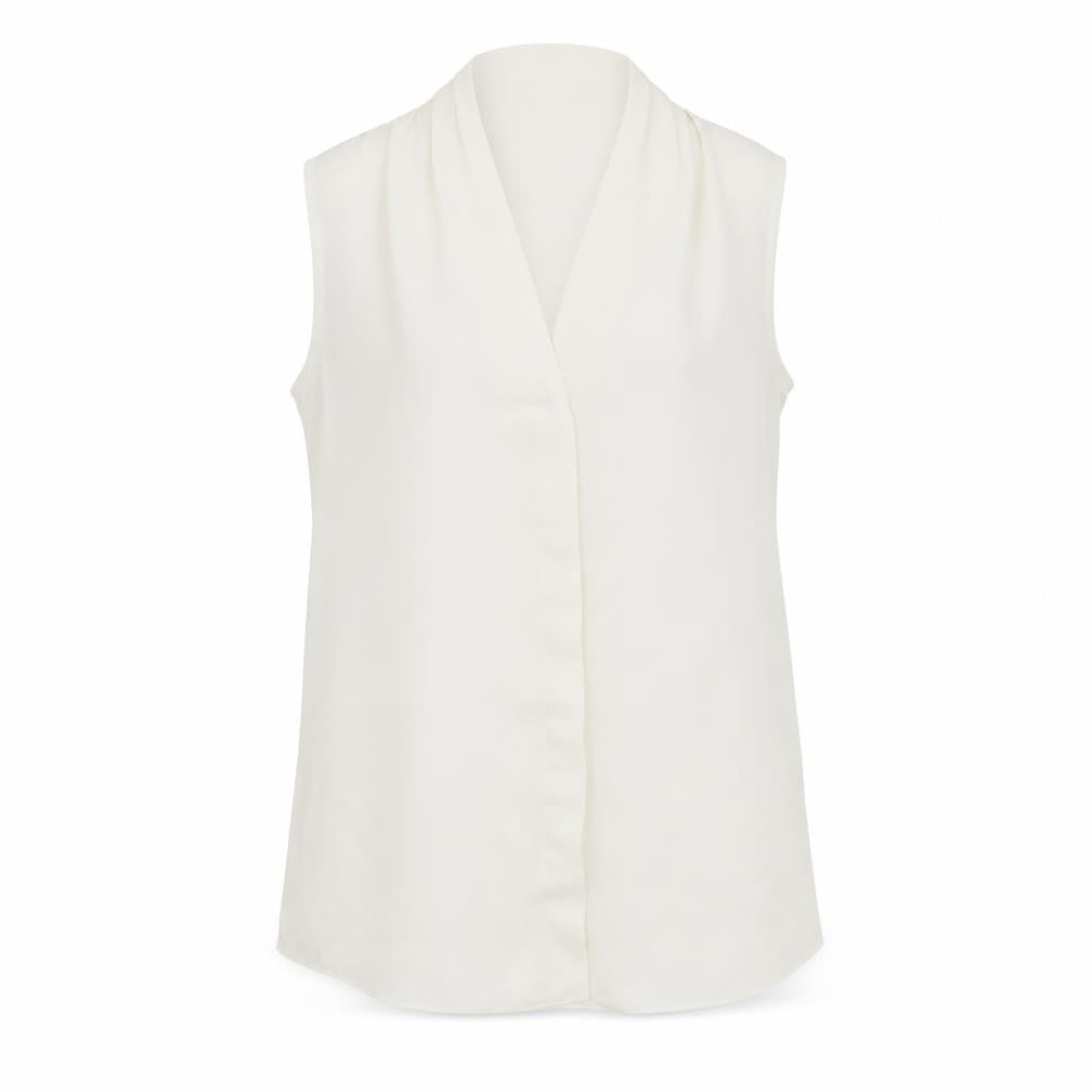 M&Co Womens White Polyester Basic Button-Up Size 10 V-Neck