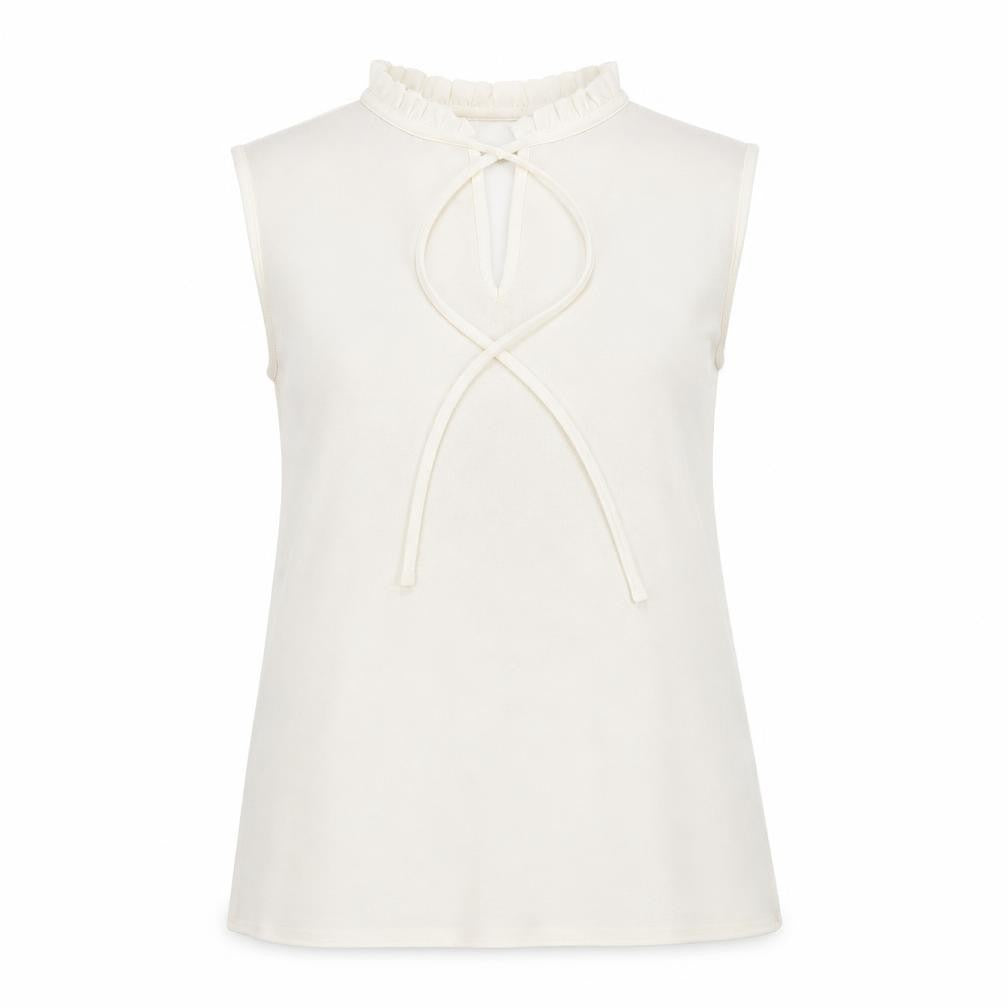 Paraphrase Womens White Polyester Basic Blouse Size M Round Neck