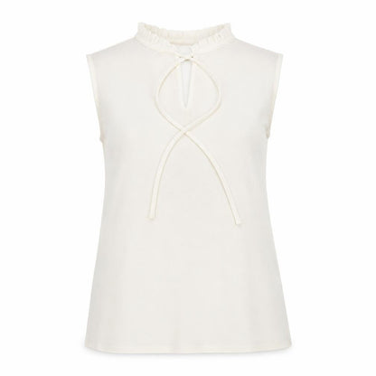 Paraphrase Womens White Polyester Basic Blouse Size M Round Neck